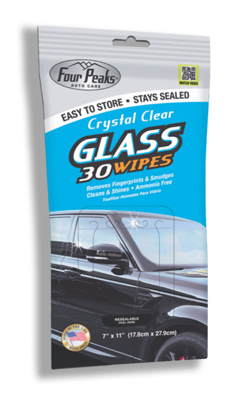 Four Peaks Glass Wipes, Invisible Glass and Window Cleaner, Crystal Clear,  30 wipes pouch by GOSO Direct